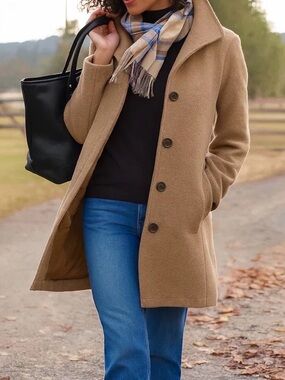 Aurora single-breasted coat-Khaki